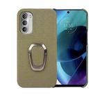 For Motorola Moto G51 5G Ring Holder Litchi Texture Genuine Leather Phone Case(Green)