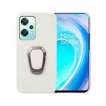 For OnePlus Nord CE 2 Lite 5G Ring Holder Litchi Texture Genuine Leather Phone Case(White)