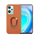 For OnePlus Nord CE 2 Lite 5G Ring Holder Litchi Texture Genuine Leather Phone Case(Brown)