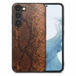 For Samsung Galaxy S23 5G Snakeskin Leather Back Cover Phone Case(Brown)