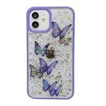 For iPhone 14 Pro Max Color Butterfly Glitter Epoxy TPU Phone Case(Purple)