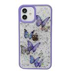 For iPhone 14 Plus Color Butterfly Glitter Epoxy TPU Phone Case(Purple)