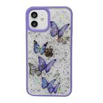 For iPhone 13 Pro Max Color Butterfly Glitter Epoxy TPU Phone Case(Purple)
