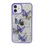 For iPhone 12 Pro Max Color Butterfly Glitter Epoxy TPU Phone Case(Purple)