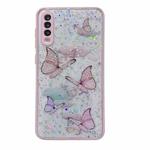 For Samsung Galaxy S21 5G Color Butterfly Glitter Epoxy TPU Phone Case(Pink)