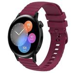 For Huawei Watch GT3 42mm 20mm Wavy Dot Pattern Solid Color Silicone Watch Band(Wine Red)