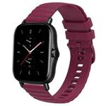 For Amazfit GTS 2E 20mm Wavy Dot Pattern Solid Color Silicone Watch Band(Wine Red)