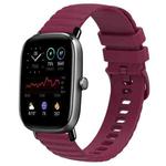 For Amazfit GTS 2 Mini 20mm Wavy Dot Pattern Solid Color Silicone Watch Band(Wine Red)