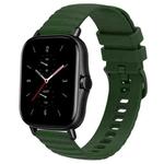 For Amazfit GTS 2 20mm Wavy Dot Pattern Solid Color Silicone Watch Band(Army Green)