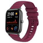 For Amazfit GTS 20mm Wavy Dot Pattern Solid Color Silicone Watch Band(Wine Red)