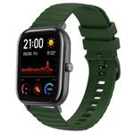 For Amazfit GTS 20mm Wavy Dot Pattern Solid Color Silicone Watch Band(Army Green)
