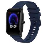 For Amazfit Pop Pro 20mm Wavy Dot Pattern Solid Color Silicone Watch Band(Navy Blue)