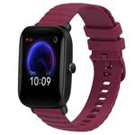 For Amazfit Pop Pro 20mm Wavy Dot Pattern Solid Color Silicone Watch Band(Wine Red)