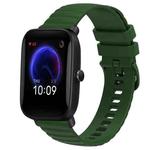 For Amazfit Pop 20mm Wavy Dot Pattern Solid Color Silicone Watch Band(Army Green)