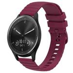 For Garmin Vivomove Sport 20mm Wavy Dot Pattern Solid Color Silicone Watch Band(Wine Red)