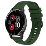 For Garmin Venu 2 Plus 20mm Wavy Dot Pattern Solid Color Silicone Watch Band(Army Green)