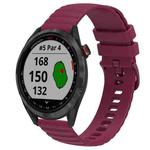 For Garmin Approach S40 20mm Wavy Dot Pattern Solid Color Silicone Watch Band(Wine Red)