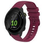 For Garmin Forerunner 55 20mm Wavy Dot Pattern Solid Color Silicone Watch Band(Wine Red)