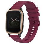 For Garmin Venu SQ 20mm Wavy Dot Pattern Solid Color Silicone Watch Band(Wine Red)