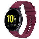 For Samsung Galaxy Watch Active 2 40mm 20mm Wavy Dot Pattern Solid Color Silicone Watch Band(Wine Red)