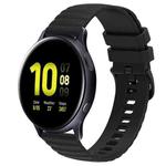 For Samsung Galaxy Watch Active 2 44mm 20mm Wavy Dot Pattern Solid Color Silicone Watch Band(Black)