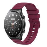 For Xiaomi MI Watch S1 22mm Wavy Dot Pattern Solid Color Silicone Watch Band(Wine Red)