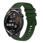 For Huawei Watch GT Runner 22mm Wavy Dot Pattern Solid Color Silicone Watch Band(Army Green)