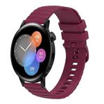 For Huawei Watch 3 22mm Wavy Dot Pattern Solid Color Silicone Watch Band(Wine Red)