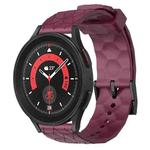 For Samsung Galaxy Watch 5 Pro 45mm 20mm Football Pattern Solid Color Silicone Watch Band(Wine Red)