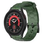 For Samsung Galaxy Watch 5 Pro 45mm 20mm Football Pattern Solid Color Silicone Watch Band(Army Green)