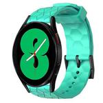For Samsung Galaxy Watch 4 44mm 20mm Football Pattern Solid Color Silicone Watch Band(Teal)