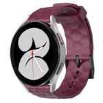 For Samsung Galaxy Watch 4 40mm 20mm Football Pattern Solid Color Silicone Watch Band(Wine Red)