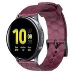 For Samsung Galaxy Watch Active 2 40mm 20mm Football Pattern Solid Color Silicone Watch Band(Wine Red)