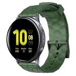For Samsung Galaxy Watch Active 2 40mm 20mm Football Pattern Solid Color Silicone Watch Band(Army Green)