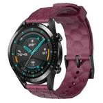 For Huawei Watch GT2 42mm 20mm Football Pattern Solid Color Silicone Watch Band(Wine Red)