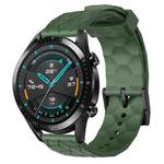 For Huawei Watch GT2 42mm 20mm Football Pattern Solid Color Silicone Watch Band(Army Green)