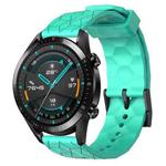 For Huawei Watch GT2 42mm 20mm Football Pattern Solid Color Silicone Watch Band(Teal)