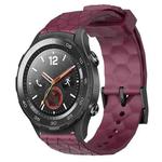 For Huawei Watch 2 20mm Football Pattern Solid Color Silicone Watch Band(Wine Red)