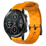 For Honor MagicWatch2 42mm 20mm Football Pattern Solid Color Silicone Watch Band(Yellow)