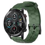For Honor MagicWatch2 42mm 20mm Football Pattern Solid Color Silicone Watch Band(Army Green)
