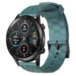 For Honor MagicWatch2 42mm 20mm Football Pattern Solid Color Silicone Watch Band(Rock Cyan)