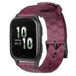 For Garmin Forerunner Sq2 20mm Football Pattern Solid Color Silicone Watch Band(Wine Red)