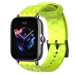 For Amazfit GTS 3 20mm Football Pattern Solid Color Silicone Watch Band(Lime Green)