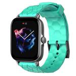 For Amazfit GTS 3 20mm Football Pattern Solid Color Silicone Watch Band(Teal)