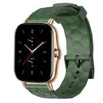 For Amazfit GTS 2E 20mm Football Pattern Solid Color Silicone Watch Band(Army Green)