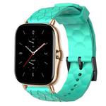 For Amazfit GTS 2 20mm Football Pattern Solid Color Silicone Watch Band(Teal)