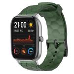 For Amazfit GTS 20mm Football Pattern Solid Color Silicone Watch Band(Army Green)