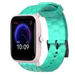 For Amazfit Pop Pro 20mm Football Pattern Solid Color Silicone Watch Band(Teal)