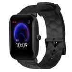 For Amazfit Pop 20mm Football Pattern Solid Color Silicone Watch Band(Black)