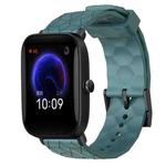 For Amazfit Pop 20mm Football Pattern Solid Color Silicone Watch Band(Rock Cyan)